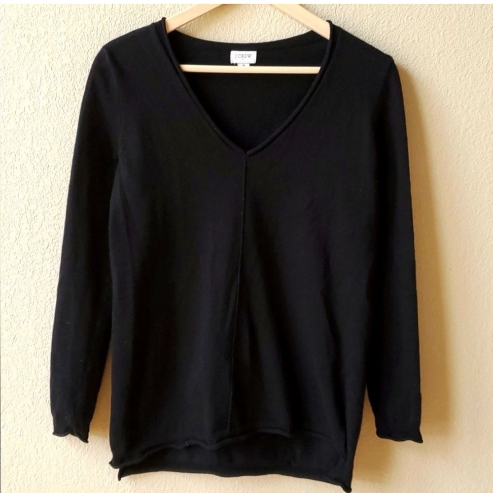 J. Crew black wool blend v neck sweater, XS